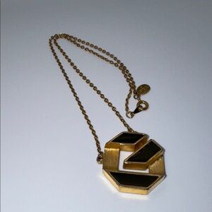 Vintage Givenchy 1977 Paris New York G Logo Geometric Pendant Necklace